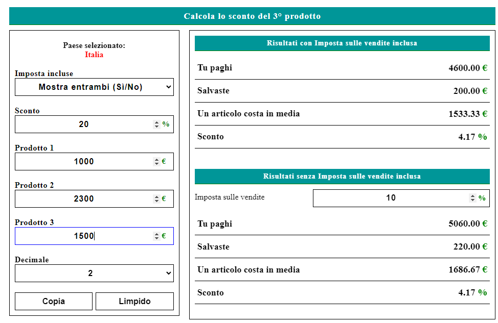 Calcolo Sconto Percentuale